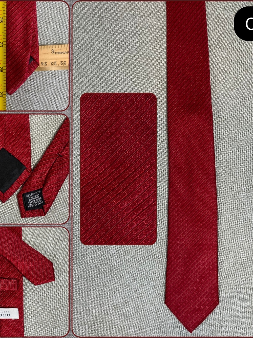 Perry Ellis Deep Red Solid Tie - Picture 2 of 7